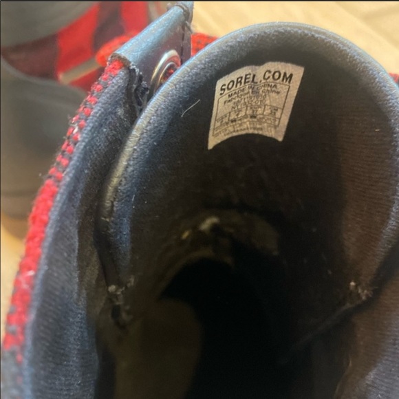 Sorel womens size 7 Lexie Buffalo plaid red Joan of arc wedge boots shoes winter - Picture 5 of 11